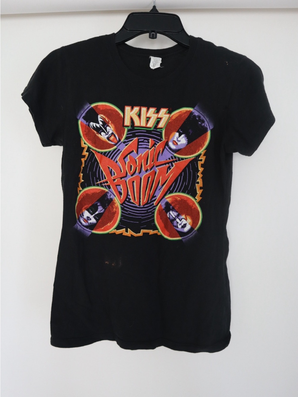 Kiss Black Kids Short Sleeve Tee with Neon 'Sonic Boom' Graphic - Picture 2 of 4
